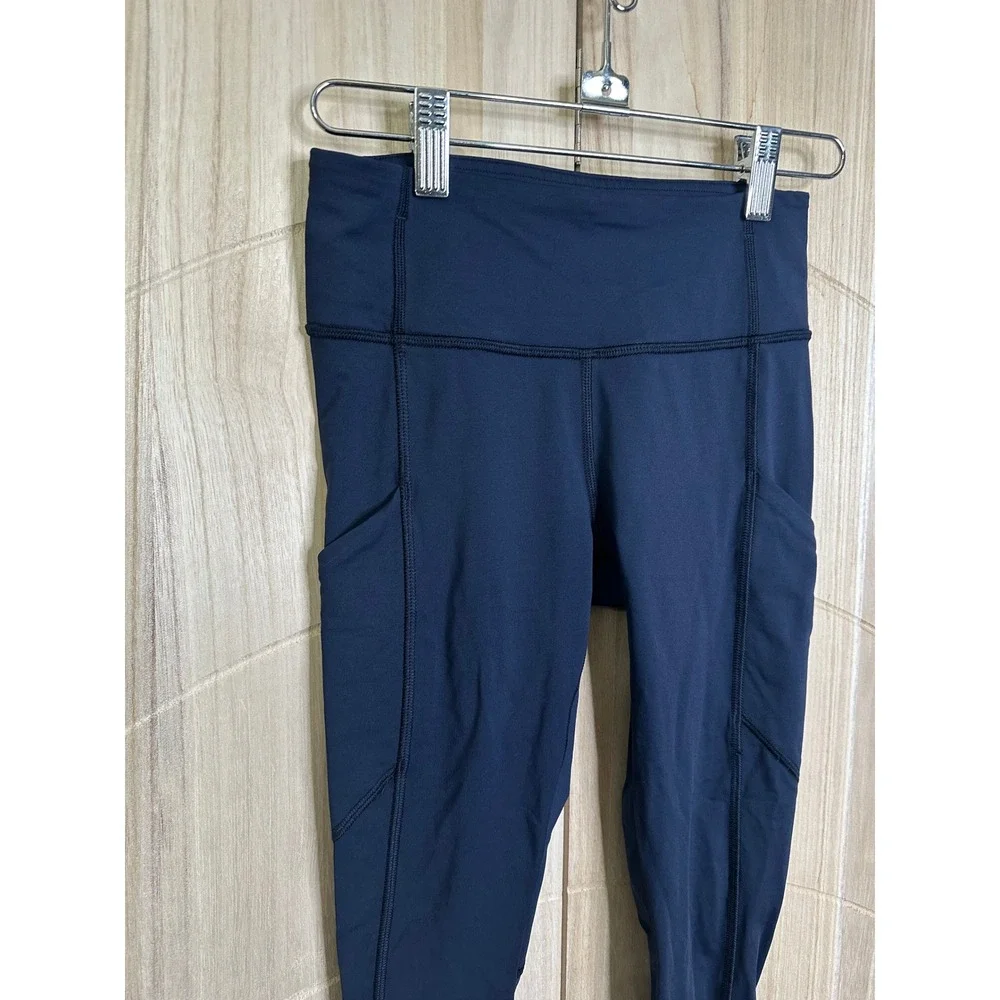 Lululemon Athletica Womens Blue Crop Leggings Ruched‎ Size 2